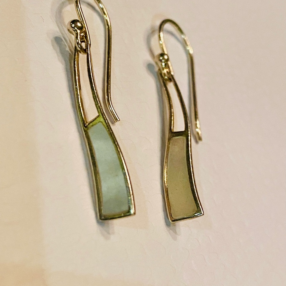 .925 Silver Shell Long Dangle Earrings - image 1